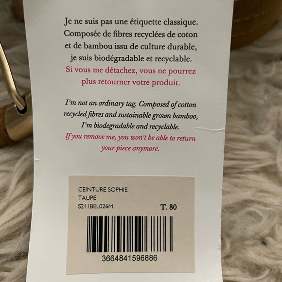 NWT Sézane Sophie belt. Taupe. Size 80 - Picture 4 of 8